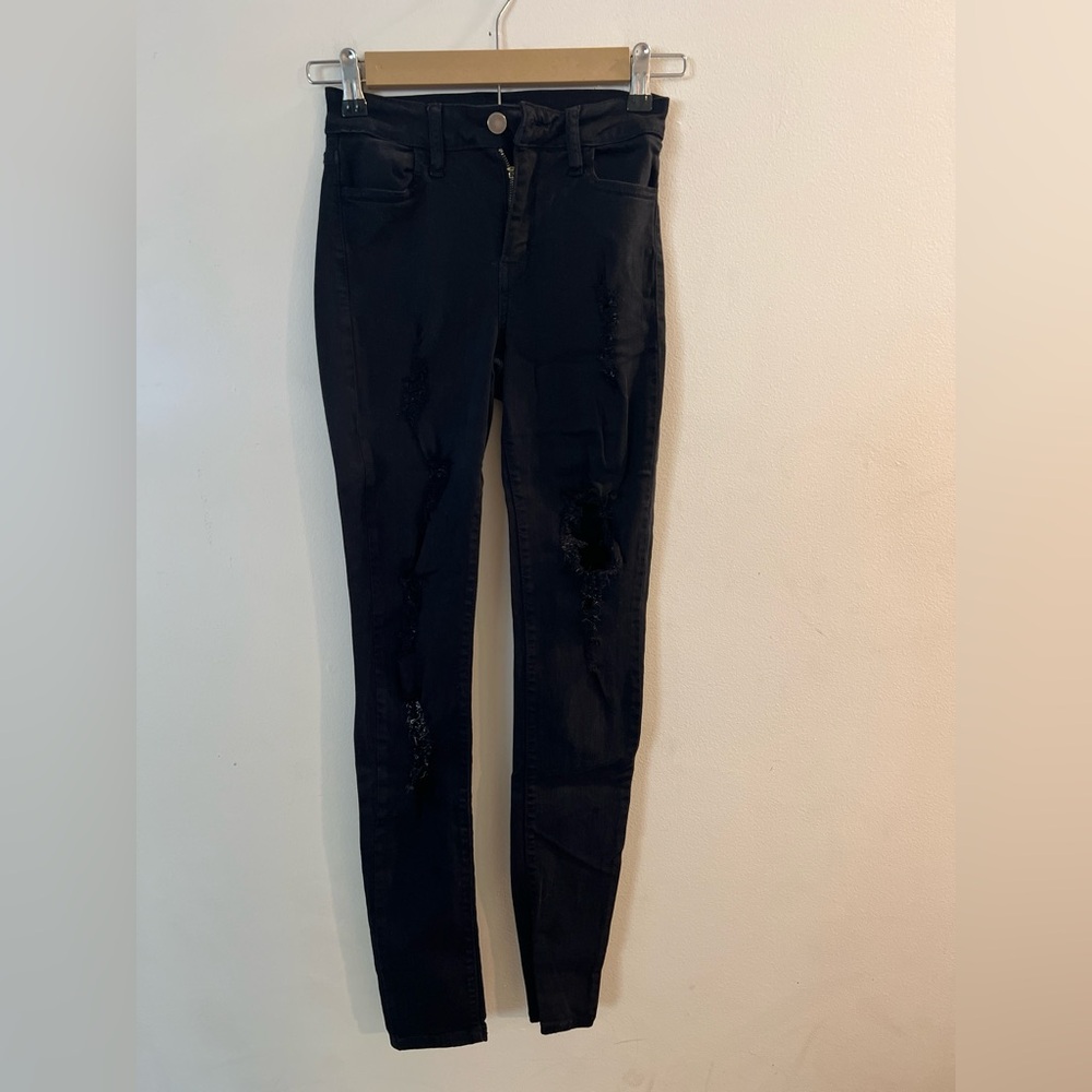 Fashion Nova Black Distressed Skinny Jeans